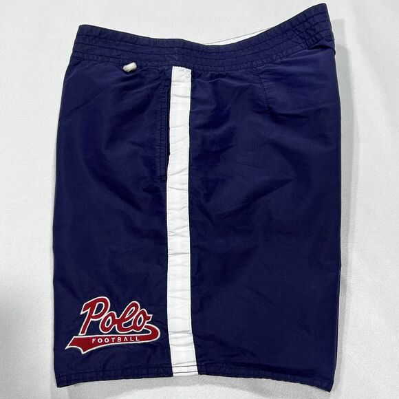 Polo Ralph Lauren Swim Trunks Men Board Shorts‎ Beach Football VTG Retro Size 34 - Picture 1 of 9